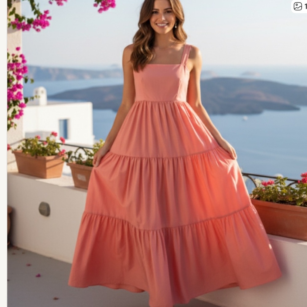 J. CREW Sleeveless Tiered Maxi Dress Salmon Pink Size 4